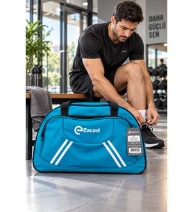 Fitilli Spor ve Seyahat Çantası Turkuaz 2 Gözlü 38x62x20 cm Günlük Kullanım