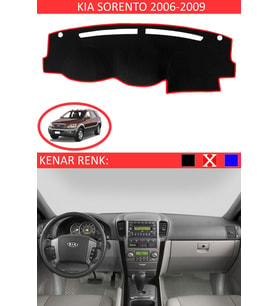 Kia Sorento 2006-2009 Için Uygun Torpido Koruma Halısı Siyah Kenar Renk Kırmızı