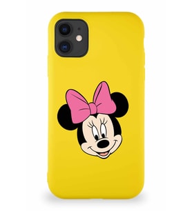 Apple iPhone 11 Soft Premier Kapak Minnie Mouse-C Tasarımlı Silikon Kılıf - Sarı (Şeffaf)