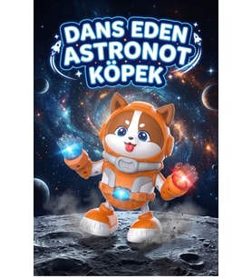 Dans Eden Robot Köpek - Işıklı Müzikli Hareketli Astronot Oyuncak Figür - Sola Sağa Yürüyen