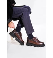 Shoetyle - Kahverengi Hakiki Deri Bağcıklı Erkek Günlük Ayakkabı 115-K534