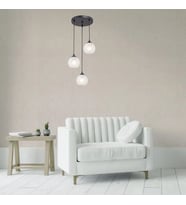 RİOLİGHT VİNTAGE,RETRO,RUSTİK,MODERN SİYAH METAL GÖVDE 3XE27 DUYLU OPAL CAMLI SARKIT AVİZE ÇAP:30CM