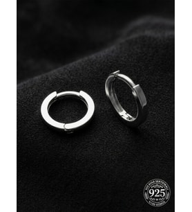 925 Ayar Gümüş Rodyum Kaplama Yuvarlak Unisex Halka Küpe - Çift (2x12mm)