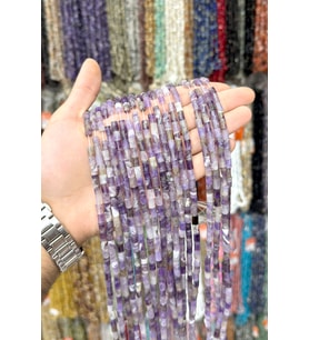 Ametist Taşı Silindir Kesim 5x8mm Doğal Taş Dizi