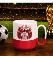 BK Gift Kişiye Özel Türkiye Taraftar Temalı 2026 Dünya Kupası Tasarımlı Kırmızı Joyful Kupa Bardak -2, Tek Yürek Milli Takım Ruhu
