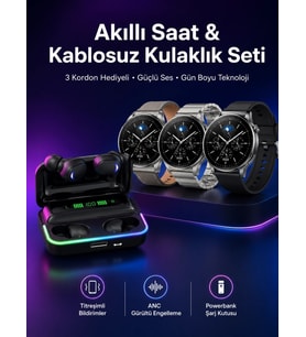 Yeni Nesil Akıllı Saat Ve Bluetooth Kulaklık Titreşim Bildirimleri Uyku Takibi
