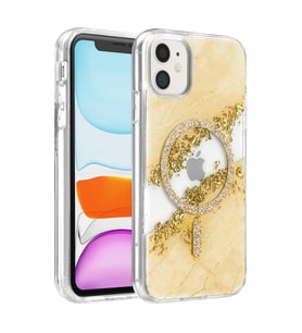 Onegif Apple iPhone 11 Lotus Simli Magsafe Kapak - Gümüş