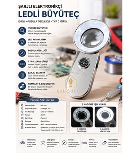 Kalemhane Şarlı Typ c Girişli Tamirci Mercek Lup Büyüteç