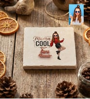 Kişiye Özel Karikatürlü Mama Cool Anneye Hediye Bardak Altlığı Anneler Günü Hediyesi