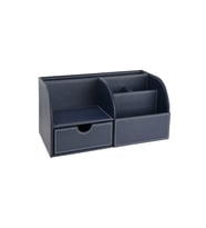 Masaüstü Düzenleyici,Kalemlik,Kumandalık,Küpbloknotluk,Tabletlik,Kitaplık,6 Gözlü,Çekmeceli,Desktop Organizer,Vegan,24,5*13*12 (Lacivert)