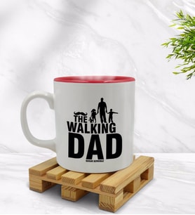 BK Gift Kişiye Özel Walking Dad Tasarımlı İçi Kırmızı Renkli Kupa Bardak Model 2