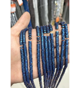 Hematit Taşı Altıgen Rondela Kesim Mat Mavi 6x2mm Doğal Taş Dizi