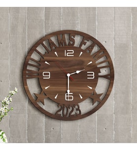 BK Gift Kişiye Özel İsimli Dekoratif 45cm Ahşap Duvar Saati-2 , Ev hediyesi , Arkadaşa Hediye , Sevgiliye Hediye