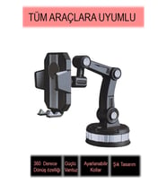 Araç İçi Telefon Tutucu, Vantuzlu Telefon Tutucu, Ayarlı Telefon tutucu, Cam Ve Torpido (Beyaz)