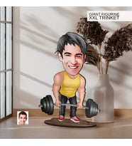 BK Gift Kişiye Özel Halterci Karikatürlü Büyük Boy Ahşap Biblo-1 Arkadaşa Hediye , Sevgiliye Hediye, Kişiye Özel Biblolar