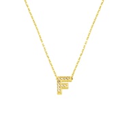 Taşlı F Harfli Minimal Altın Harf Kolye
