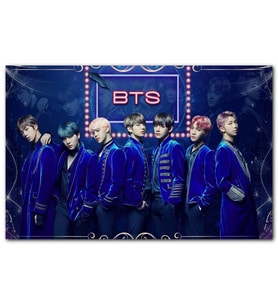 Cakatablo BTS Koreli Gençler Mavi Fon MDF Tablo