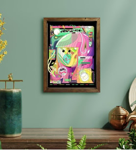 BK Gift Modern Soyut Tasarımlı Doğal Masif Ahşap Çerçeveli Tablo 30x40cm-14