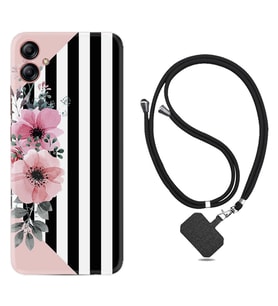 Samsung Galaxy A04E Kılıf Resimli Boyun Askılı İpli Desenli Silikon Flowers 4 1390