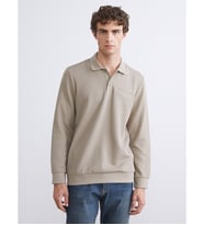 LCWAIKIKI Classic Bej Polo Yaka Uzun Kollu Erkek Sweatshirt