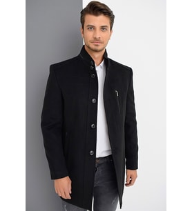 PLT8386 DEWBERRY ERKEK PALTO-SİYAH