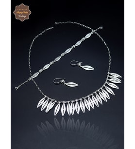 Mekik Model 925 Ayar Gümüş Telkari Kadın Üçlü Set 201025196