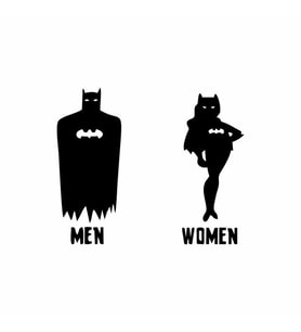 Man Woman Wc Sticker Siyah 10x20 cm