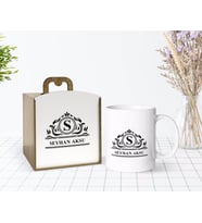 BK Gift Kişiye Özel Ahşap Kutuda İsimli Beyaz Kupa Bardak-12