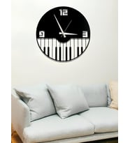 ALPHA METAL DESIGN Piyano Desenli Duvar Saati - 41X41 Cm Metal Duvar Saati - Siyah Duvar Saati AMD3050