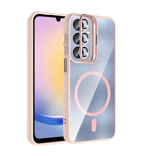 Samsung Galaxy A25 Uyumlu Kılıf Standlı ve Kamera Lens Hediyeli M-Safe Şarj Özellikli Zore Etro Kapak