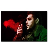 Cakatablo Che Guevara Puro İçiyor Siyah Arkaplan MDF Tablo
