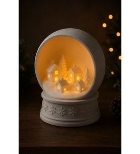 Yılbaşı Temalı Dekoratif Kar Küresi Tealight Mumluk Kış Manzarası Sıcak Ambiyans Dekoru