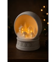 Yılbaşı Temalı Dekoratif Kar Küresi Tealight Mumluk Kış Manzarası Sıcak Ambiyans Dekoru