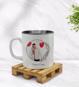 BK Gift Kişiye Özel İsimli Fotoğraflı İçi Siyah Renkli Kupa Bardak Model 25