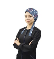 Lacivert Love Desenli Tesettür Doktor Hemşire Hastane Aşçı Cerrahi Bone