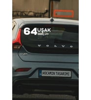 64 Uşak Eşme Plaka Kodlu Beyaz Araç Sticker Eşme İlçe Yazılı Uşak Özel Tasarım 40x8 cm Şehir ve İlçe Temalı Kaliteli Sticker