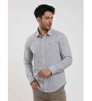 Siyah Erkek Slim Fit Pitikare Desenli Brent Yaka Uzun Kol Gömlek