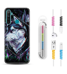 Realme 5i 5 Pro 6i 7 Pro 8 Kılıf Kablo Koruma Spiral Silikon Dog Eyes 1761