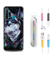 Realme 5i 5 Pro 6i 7 Pro 8 Kılıf Kablo Koruma Spiral Silikon Dog Eyes 1761