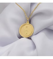 Kişiye Özel 925 Ayar Gümüş Klasik Model Yin Yang Kolye (Gold)