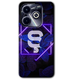 İnfinix Hot 40i Kılıf HD Desen Baskılı Kılıf - Dark Neon Yaprak Ş Harfi