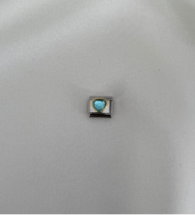 İtalyan Charm Mavi Taşlı Kalp (Gümüş)
