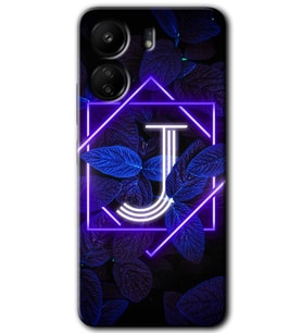 Xiaomi Redmi 13C Kılıf HD Desen Baskılı Kılıf - Dark Neon Yaprak J Harfi
