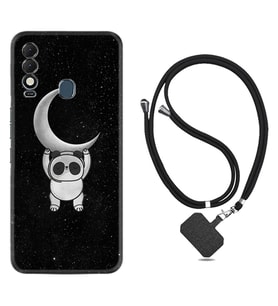Tecno Spark 8T Kılıf Resimli Boyun Askılı İpli Desenli Silikon Series Panda Moon 1811