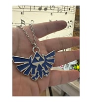 Legend of Zelda Logolu Mavi Kolye 60 cm Zincirli  Anime Oyun Temalı Unisex Aksesuar