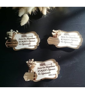 Kişiye Özel Ahşap Üzeri Pleksi Magnet Hatıra (Altın)