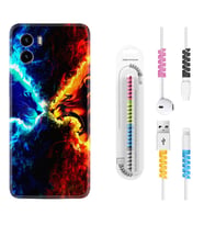 Vivo Y15S Y32 Y33S Y51 Y53S Kılıf Kablo Koruma Spiral Silikon Red Blue Leon 1714