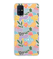 Samsung Galaxy M51 ile Uyumlu 1mm Kapak Memphis Desen Tasarımlı Şeffaf Silikon Kılıf