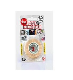 Vege Çift Taraflı Köpük Bant 19 MM x 1,5 Mt (3)