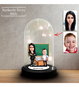 Kişiye Özel Karikatür Kadın Öğretmen ve Öğrenci Tasarımlı Fanus Biblo, Öğretmene Hediye, Öğretmenler Günü, Öğretmenler Günü Hediyesi,, FN256